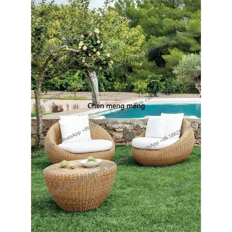 Balcony Outdoor Rattan Sofa Set Rattan Outdoor Leisure Patio Rattan Chair Sofa Open Air Garden Weaving Furniture Home