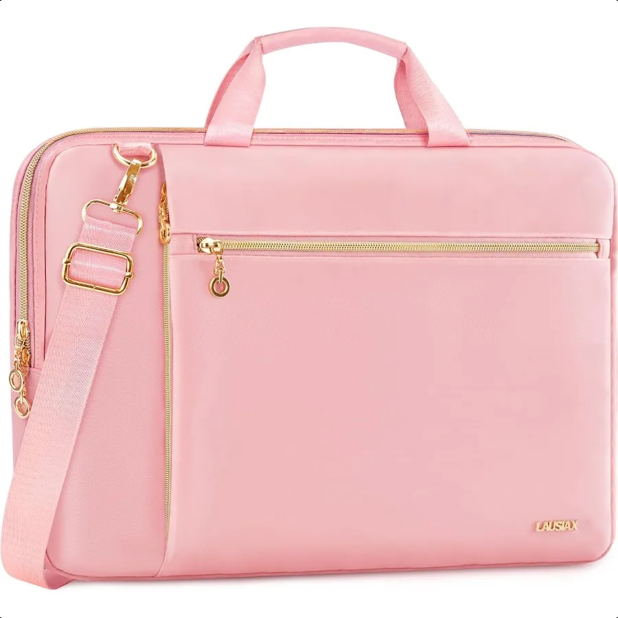 

Laptop Case Bag Women Men Computer Sleeve Compatible with Book Dell HP Acer ASUS LG Waterproof Shoulder Carrying Briefcase Pink