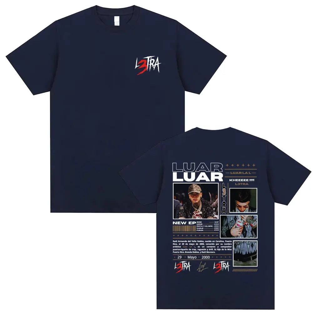 Hip Hop Rapper Luar La L L3TRA Music Album Print T Shirt Men Women Fashion Oversized Short Sleeve T-shirts Male Retro Streetwear