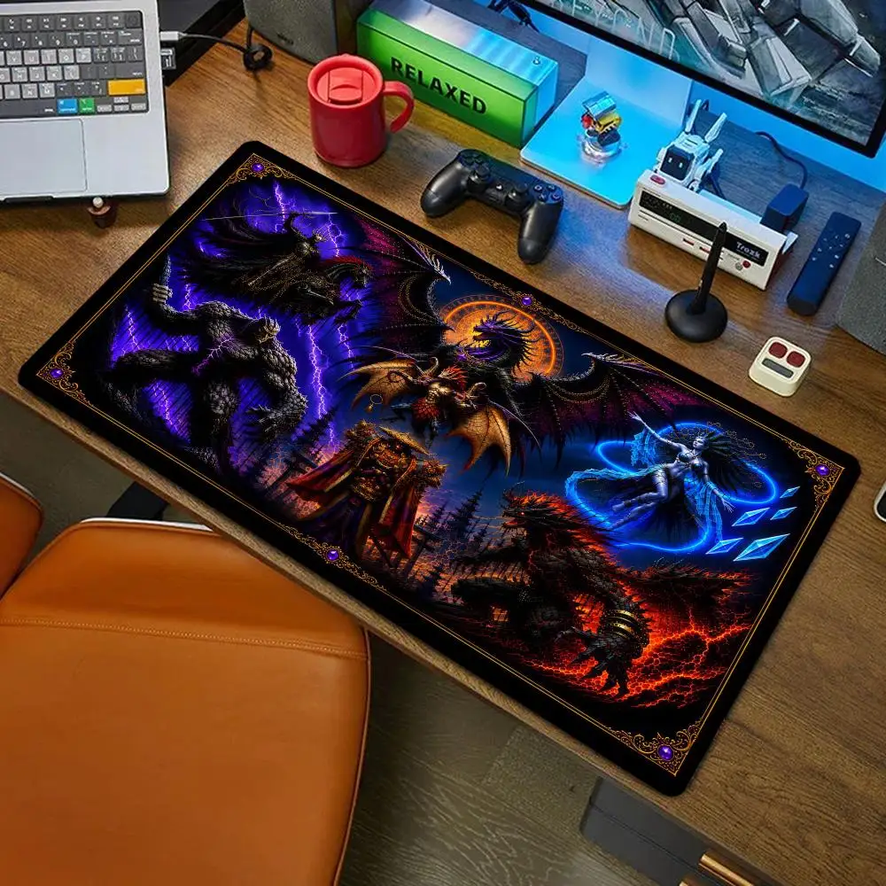 Dark Fantasy Dragon Desk Mat Mythical Creatures Extended Gaming Mouse Pad Extra Large Anti-slip Keyboard Mat For Gamer Office