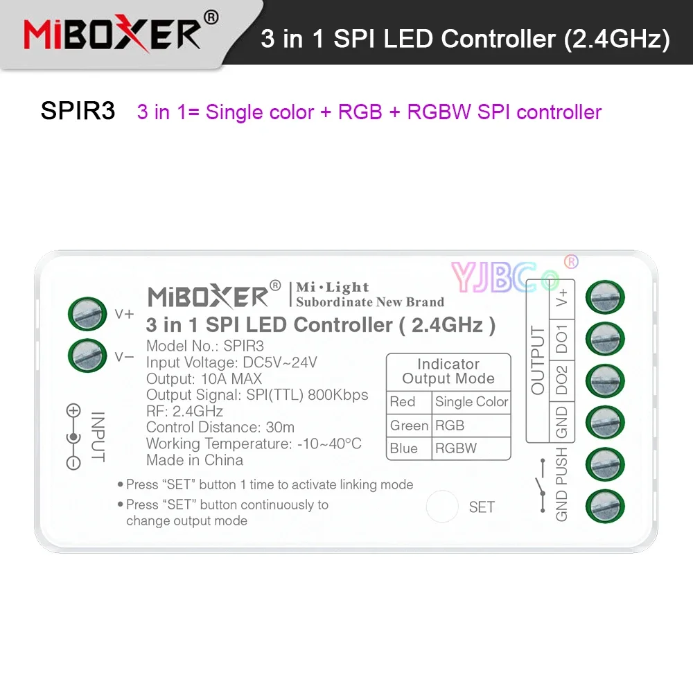 Miboxer 5V~24V 12V Single color+RGB+RGBW 3 in 1 SPI LED Controller 2.4G SPI Signal for WS2811 WS2812 WS2815 Pixel led strip