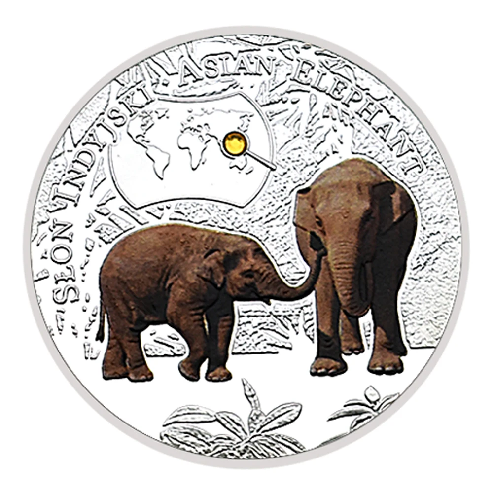 African Endangered Animals Challenge Coin Metal Silver Plated Crystal 1000 Kwacha Zambia Commemorative Coin Collection Gift