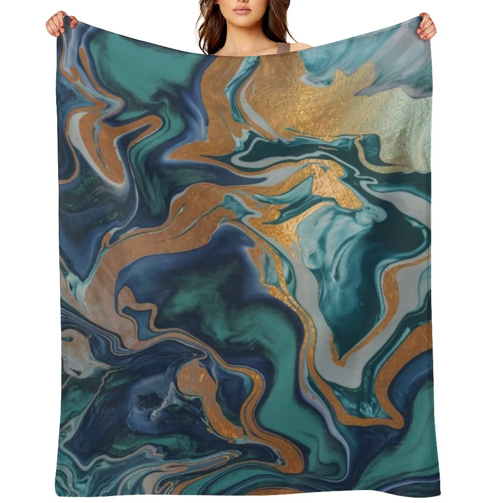 DRAMAQUEEN MARBLE GREEN by Monika Strigel Throw Blanket Sofas Blankets For Bed Luxury Polar for babies Blankets