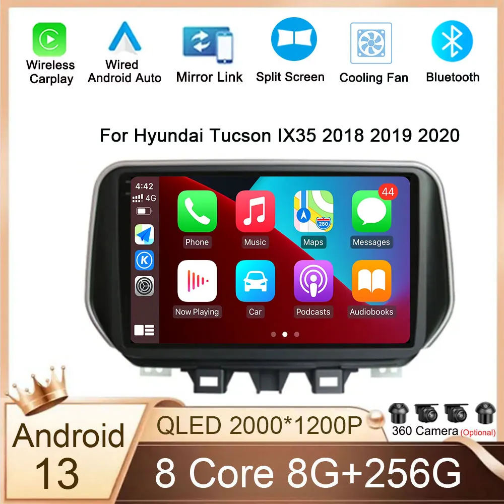

Автомобильный навигационный экран Android 13 Carplay для Hyundai Tucson IX35 2018 2019 2020 мультимедийный плеер навигация GPS 4G WIFI
