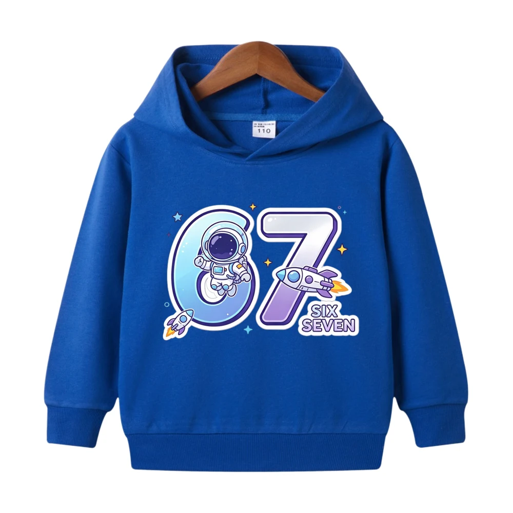 Kids Breathable Daily Hooded Sweatshirt Funny Six Seven 67 Print Autumn Boys Girls Casual Comfort Long Sleeve Pullover Tops