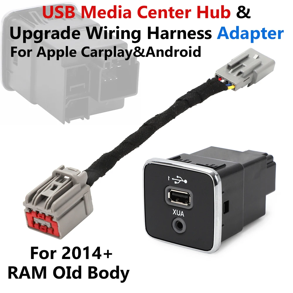 

NEW FOR 2014+ RAM CLASSIC CARPLAY USB MEDIA CENTER HUB UPGRADE HARNESS ADAPTER