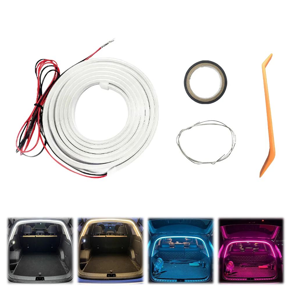LED Car Trunk Light Strip Self Adhesive Automatic Tail Box Light No Drilling Auto Sensor Tail Light Strip for Truck Trunk Decor