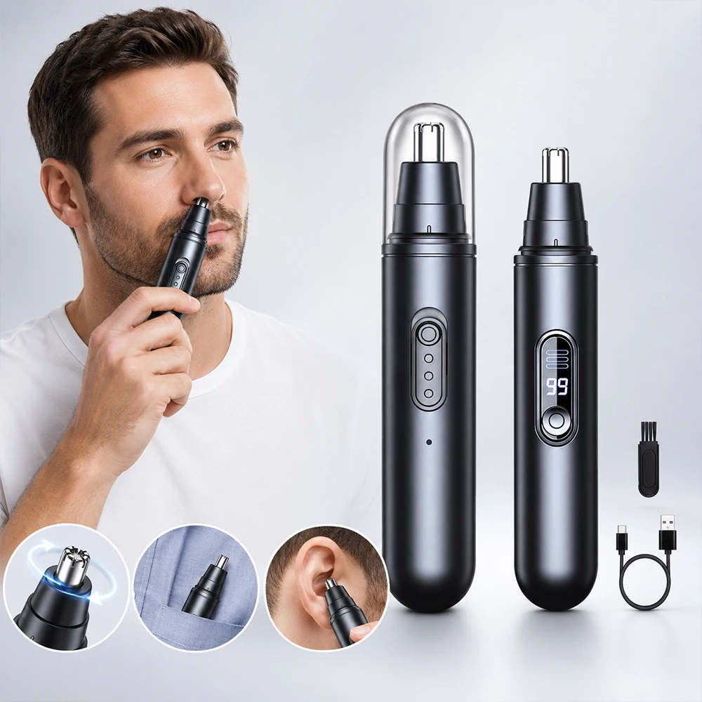 Electric Nose Hair Remover Mini Painless Hair Cutter for Nose and Ears Rechargeable Automatic Nose Hair Trimmer for Man's