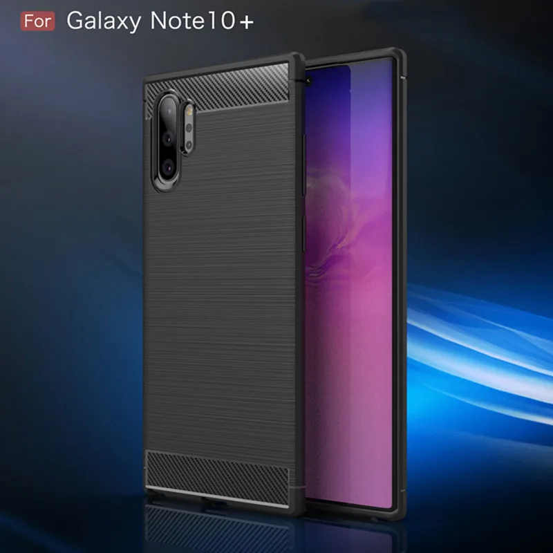 Phone Case for Samsung Note 10 Plus Carbon Fiber Shockproof Case for Galaxy Note10 plus Full Protective Back Cover Coque Fundas