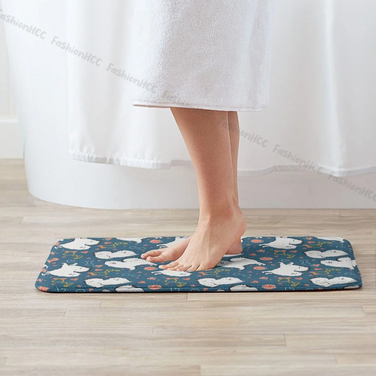 Non-slip Doormat Love Samoyed Dog Bath Bedroom Mat Prayer Carpet Indoor Modern Decor