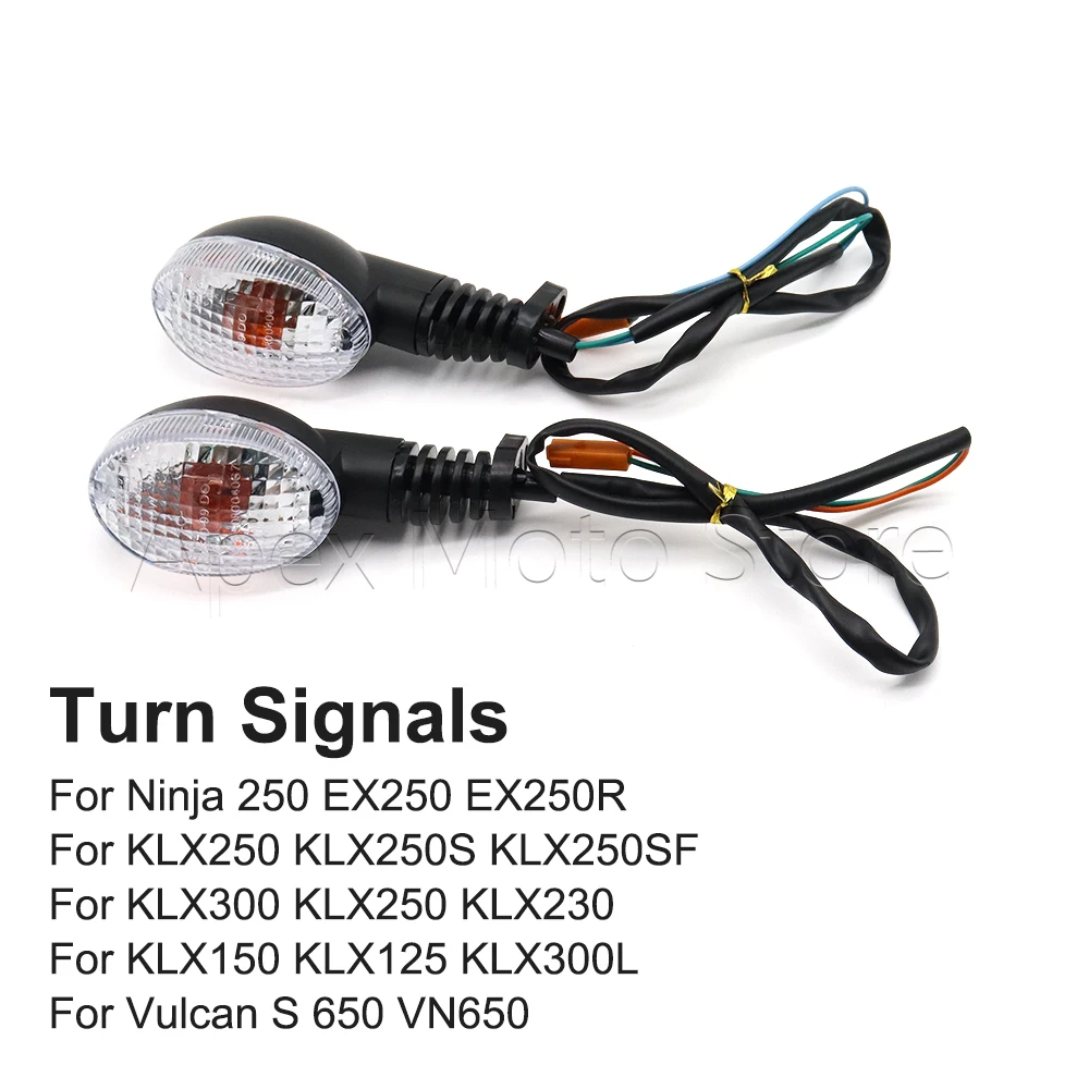 For Kawasaki Vulcan S 650 VN650 Ninja250 EX250 EX250R KLX300 KLX250 KLX230 Motorcycle Front Rear Turn Signals Light Indicators