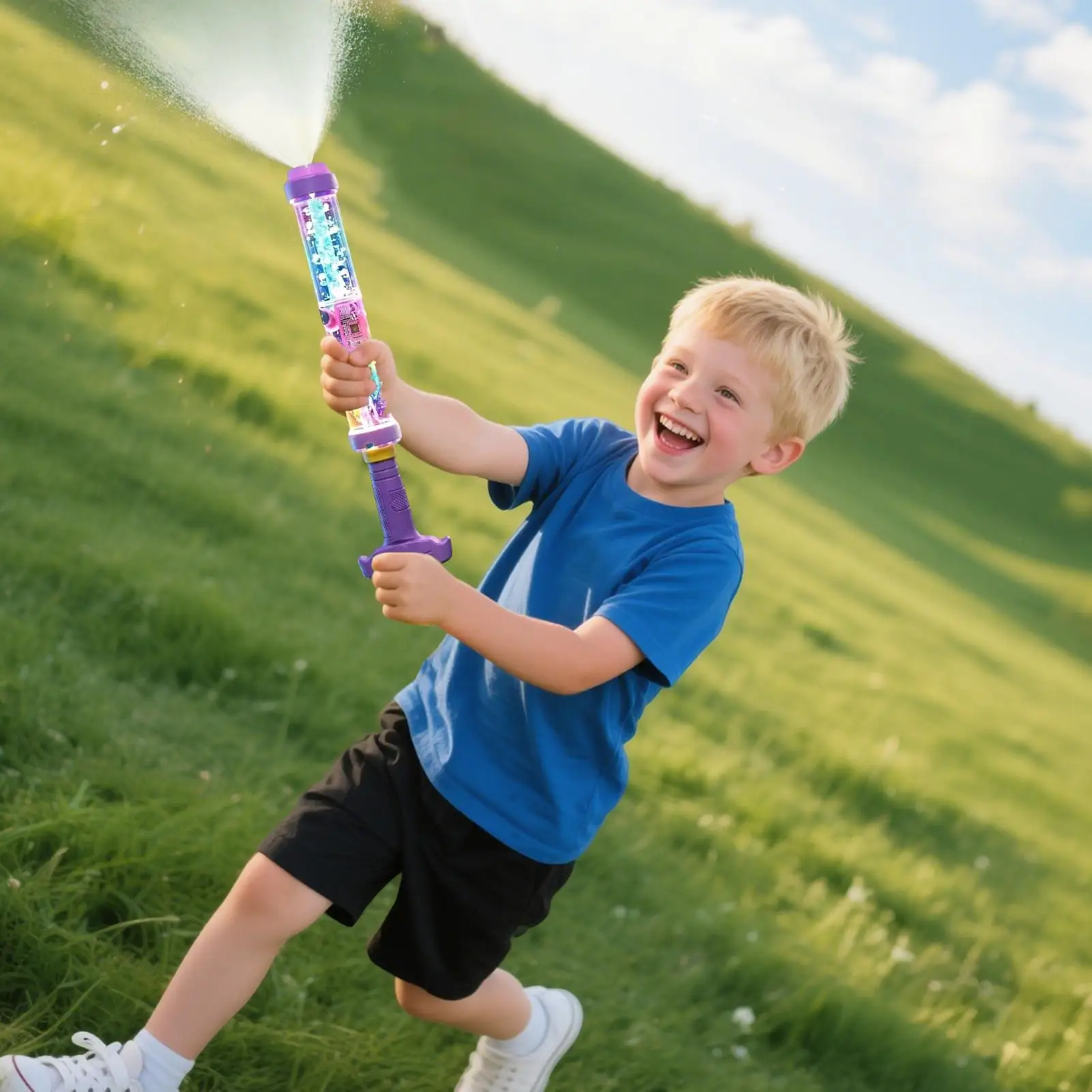 Water Play Toys For Kids High-Pressure Rainbow LED Cooling Game Water Toys For Outdoor Backyard Beach Lake Park Camping Picnic