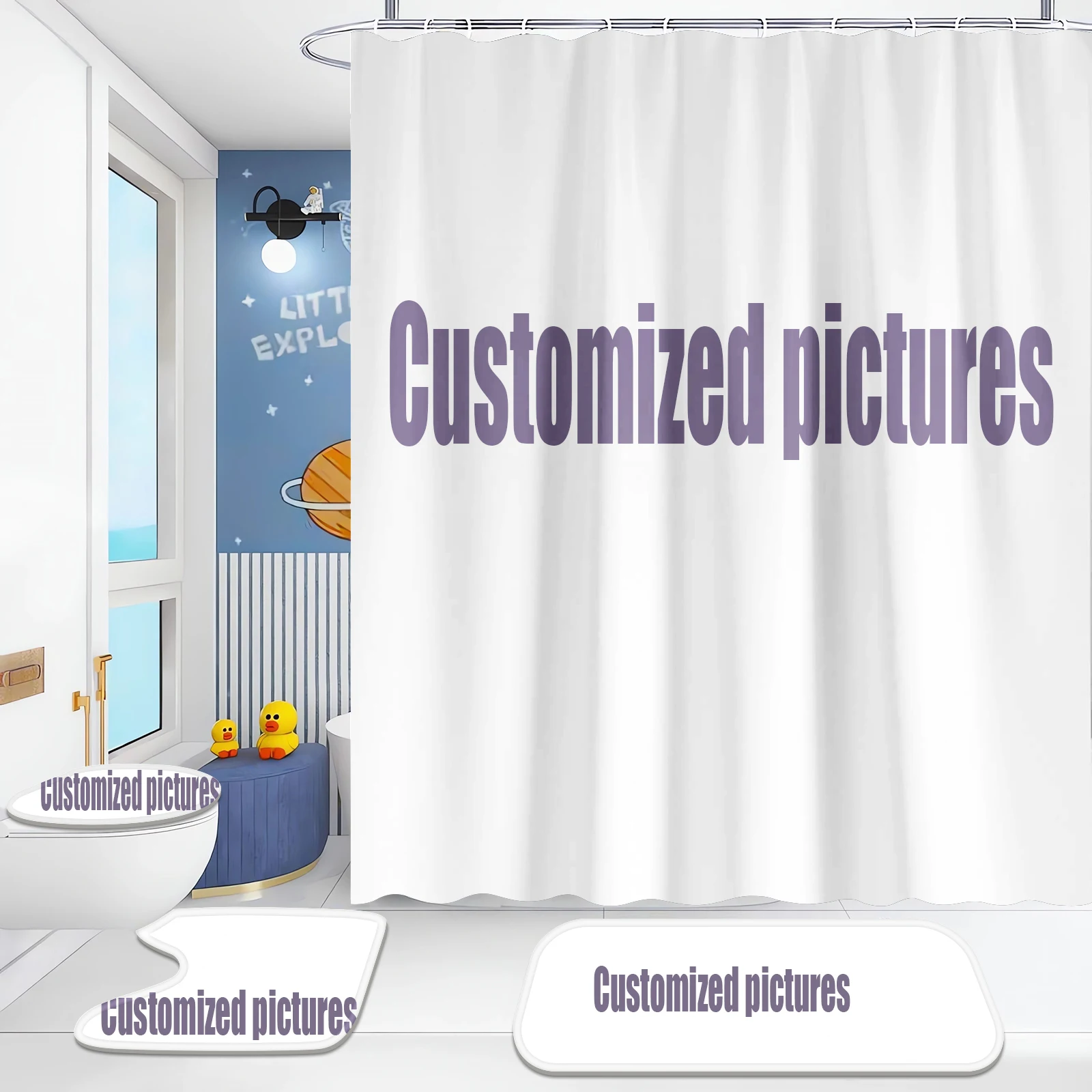 

Cartoon Anime Curtain for Shower, Cute Luxury Decorations, Bathroom Accessories Sets, Gift for Kids, 4 Pcs