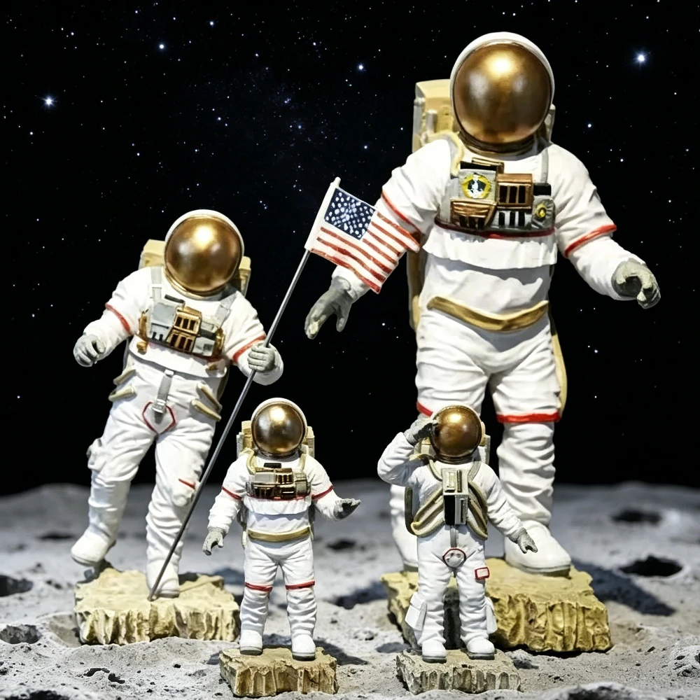 22-54cm Astronaut Space Man SpaceMan Rocket Plane Resin Statue Sculpture Cosmonaut Figure Model Home Table Decor Ornament Gift