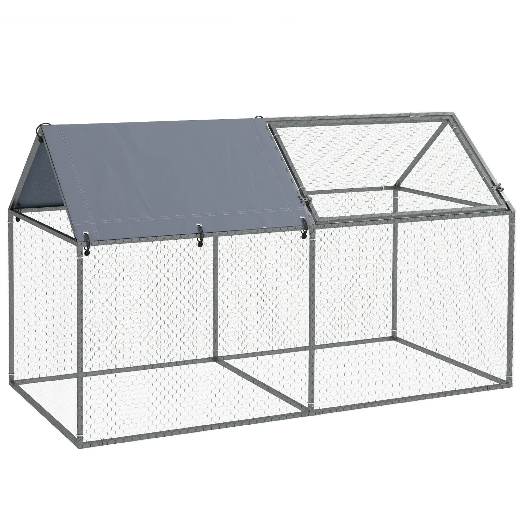 Pawhut Kleine Dierenkooi Met 1 Deurblad 198X100X120 Cm Zilver
