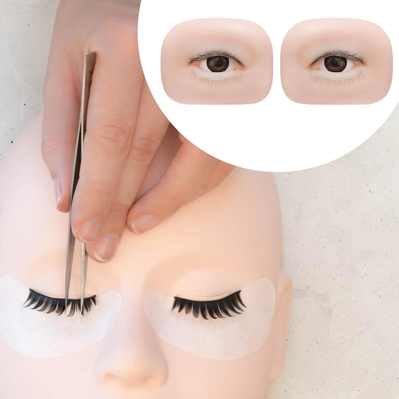 5D Silicone Fake Eyes Makeup Practice Board Artificial Practice Skin for Eyelash Extension Training Tools
