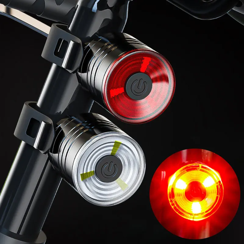 Cycling Rear Lamp Headlight Warning LED Light 3 Beads Replaceable 2032 Battery Bicycle Seat Tube Light Flashlight