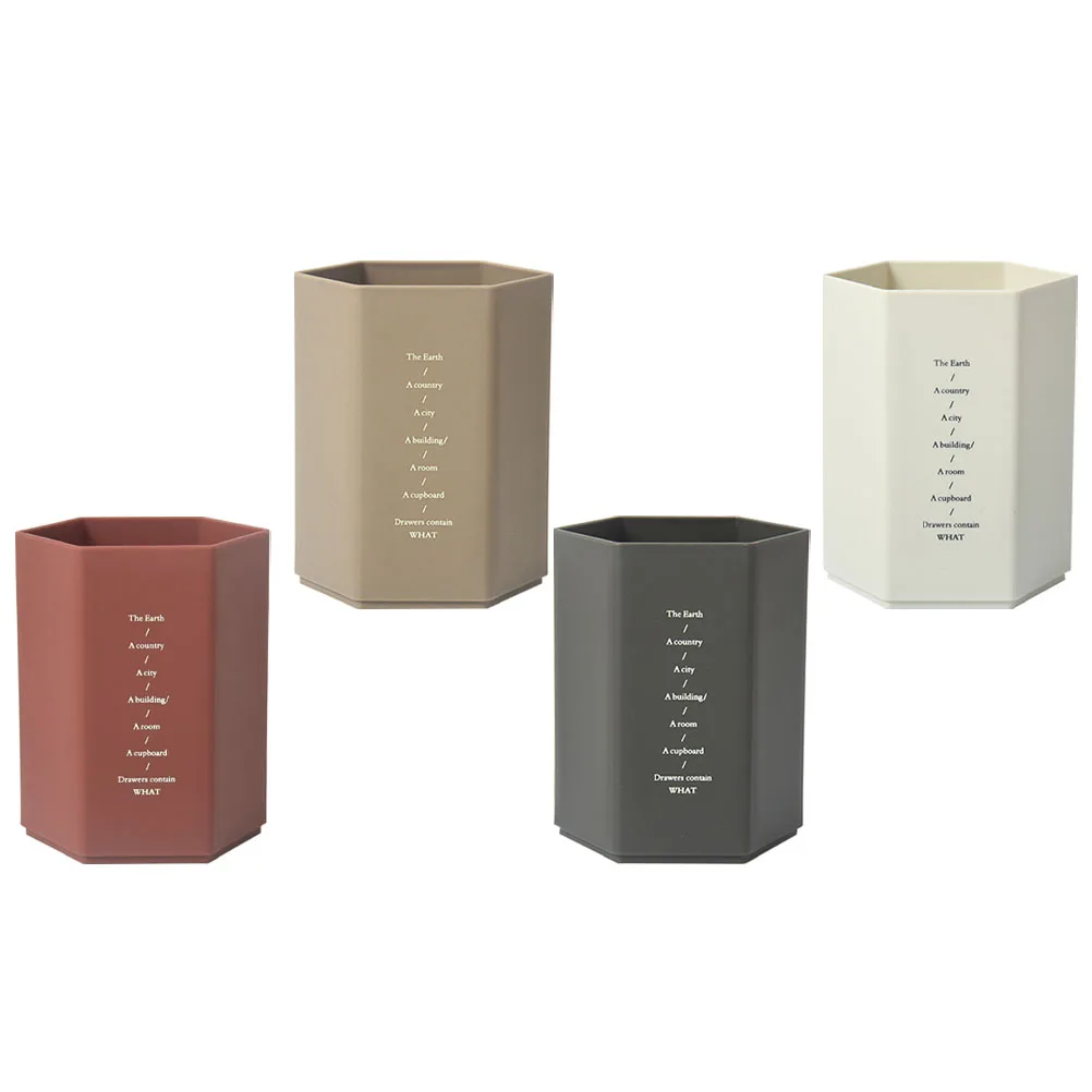 

4pcs Hexagonal Pen Holder Plastic Stand Storage Organizer Simple Desk Pencil Cup Marker Supplies Student Classroom