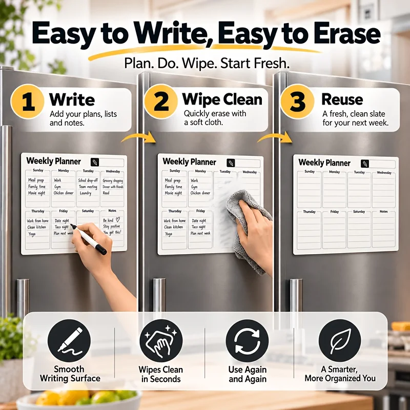 Magnetic Weekly & Monthly Planner Board Set, Personal Planning Sheet, Suitable for All Metal Surfaces
