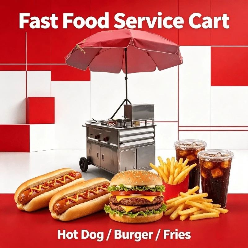 Multifunctional Towable Food Vending Cart Stainless Steel Hot Dog Stand for Outdoor Barbecue Deep Fry Snacks Customized