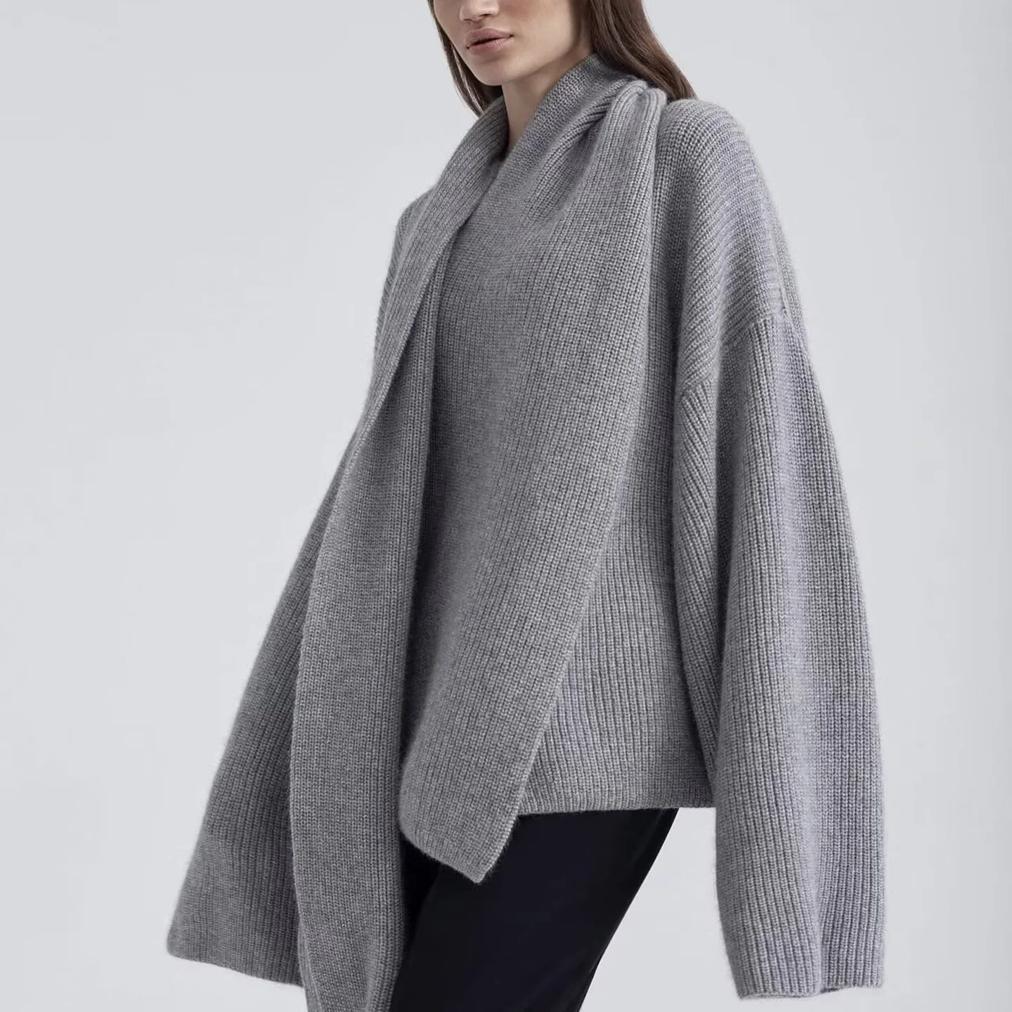 

Laid-ba Knitted Scarf Sweater Jaet Women's Design Sensation Cardigan Loose Sle Autumn New Arrival Z Brand