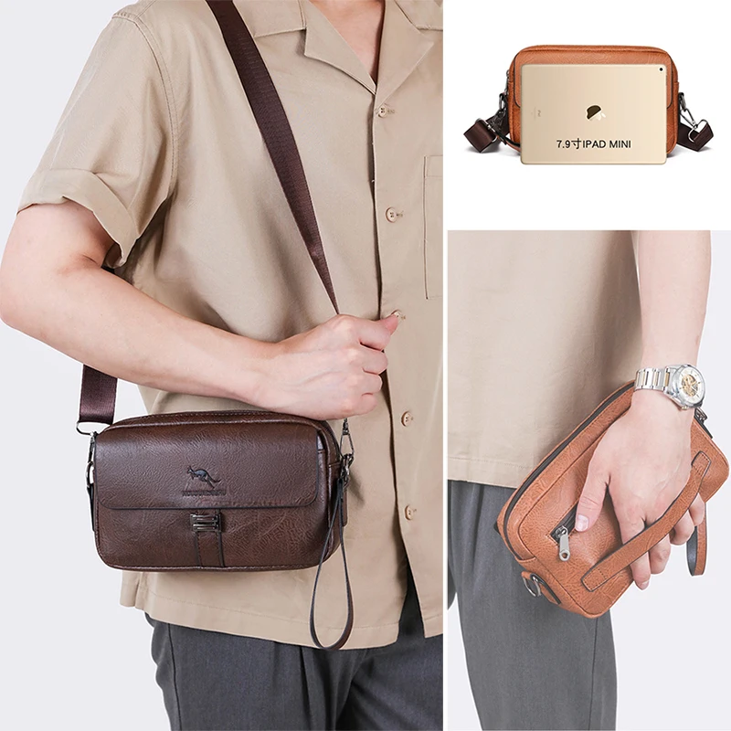 PU Leather Men'S Clutch Bag Wallet Mini Shoulder Portable Handbag Holder Phone Necessaire Pouch Hand Porter Crossbody Bag