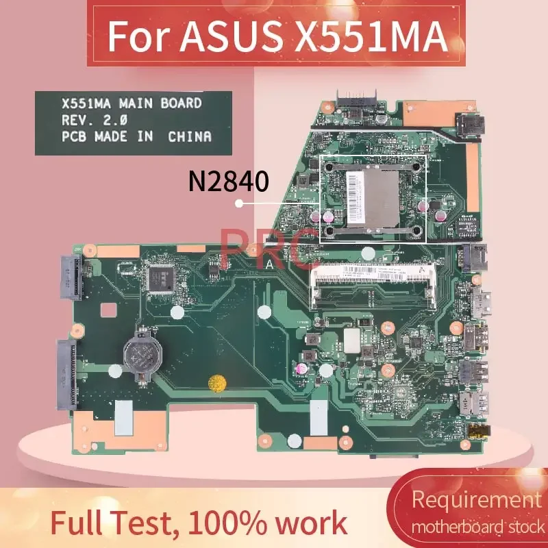 Untuk ASUS X551MA N2840 Motherboard Laptop REV:2.0 SR1YJ DDR3 Notebook Mainboard