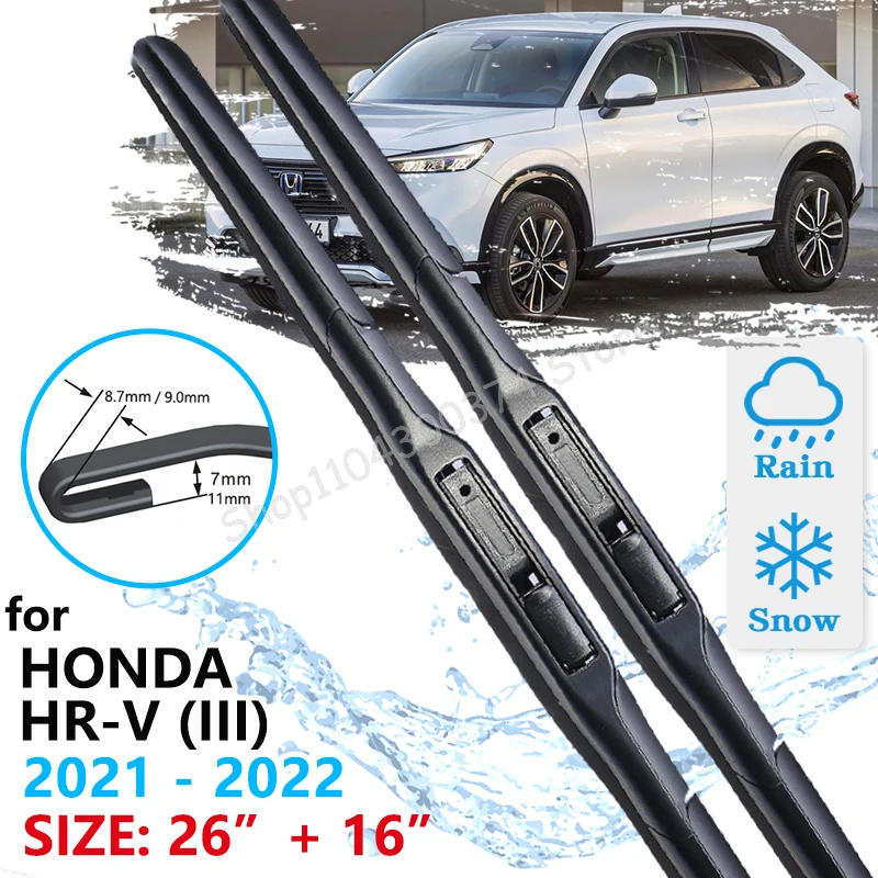 

Car Front Wiper Blades For Honda HRV HR V Mk3 RV Vezel 2021 2022 2023 Windscreen Windshield Windows Accessories Brushes Washer