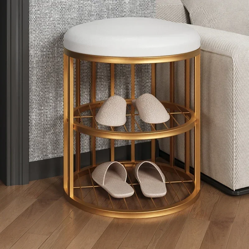 

B Light Luxury Soft Bag Shoe Changing Stool Home Entryway Sit-on Shoe Rack Shoe Cabinet Simple Storage Stool Chair Vanity Chair