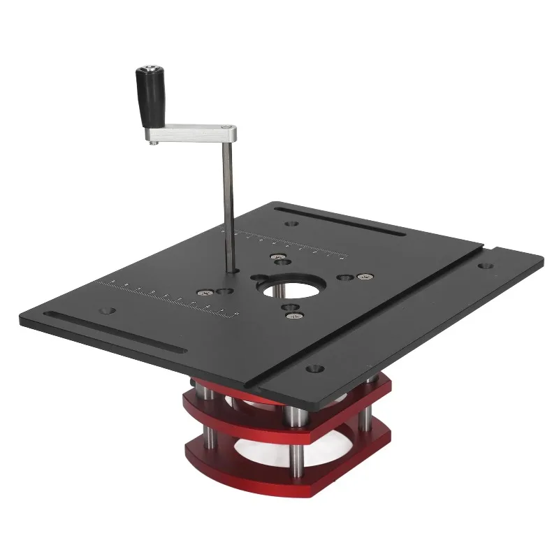 Black Router Lift Manual LiftingSystem Kit  Table Saw Insert Base Plate Lift Tool Router Table