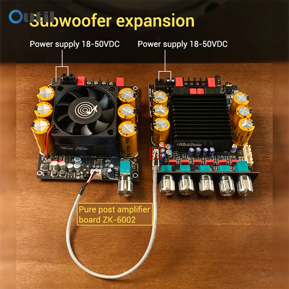 

ZK-SUB600 TPA3255 2.0 Channel Bluetooth Power Amplifier Board 300W+300W+Sub High Power Low Noise Audio Power Amplifier Module