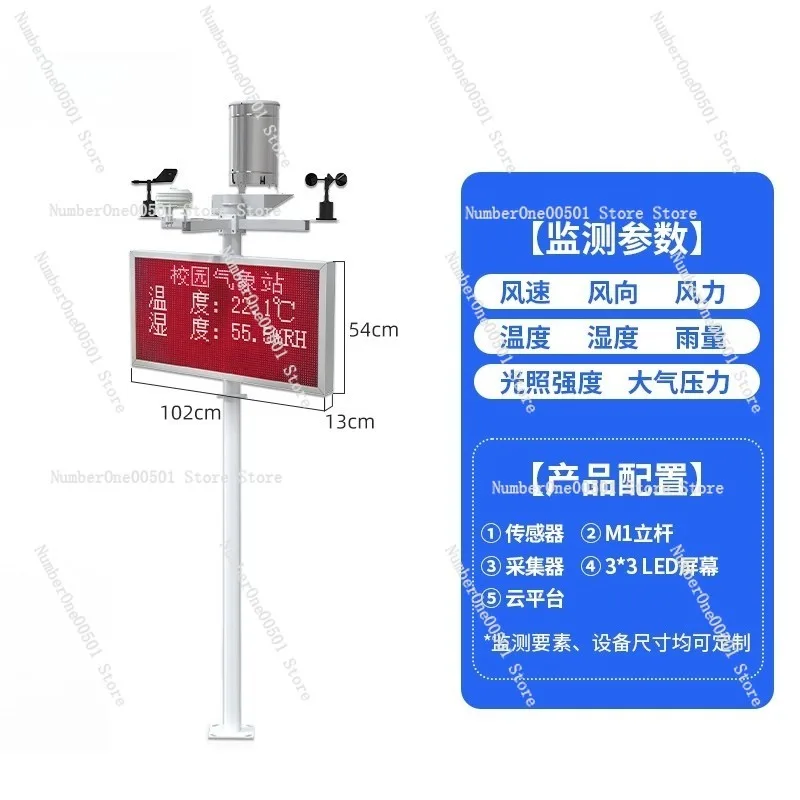 

Outdoor Mini Weather Station Automatic Rainfall Monitoring Campus Agriculture Temperature Humidity Wind Speed Direction Detector