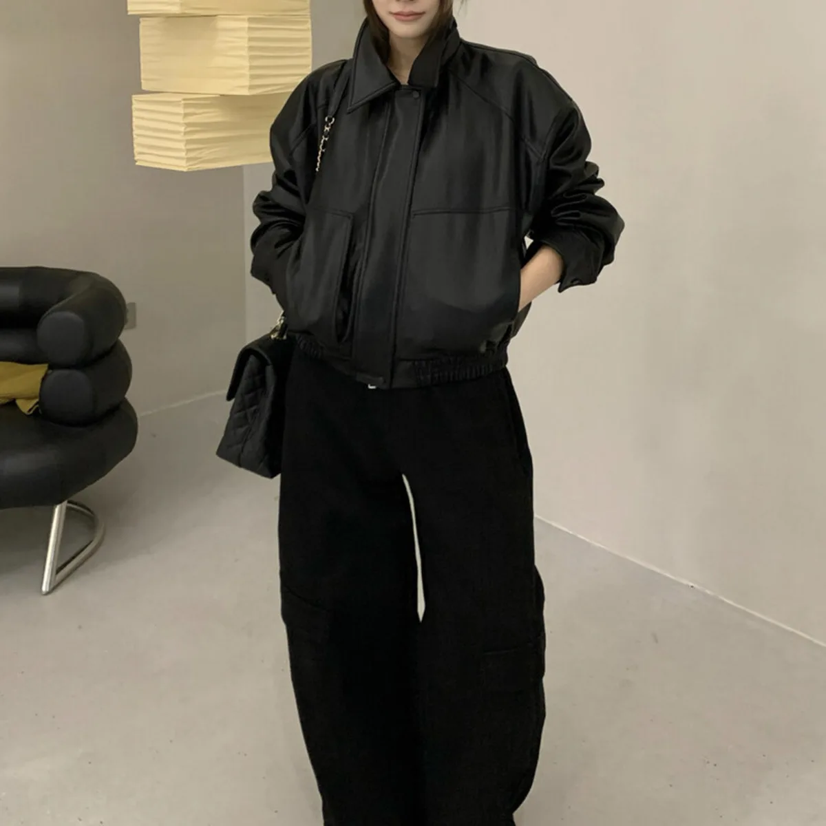 KWTX 2025 New Autumn Winter Women's Thickened Leather Biker Jacket Lapel Zipper Casual Elegant Comfortable Trendy Coat