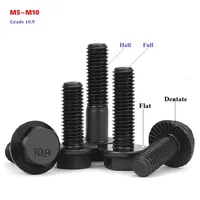 M5 M6 M8 M10 Grade 10.9 Black Carbon Steel Outer Hexagon Flange Bolt Hex Flange Cap Screw Bolt Fastener