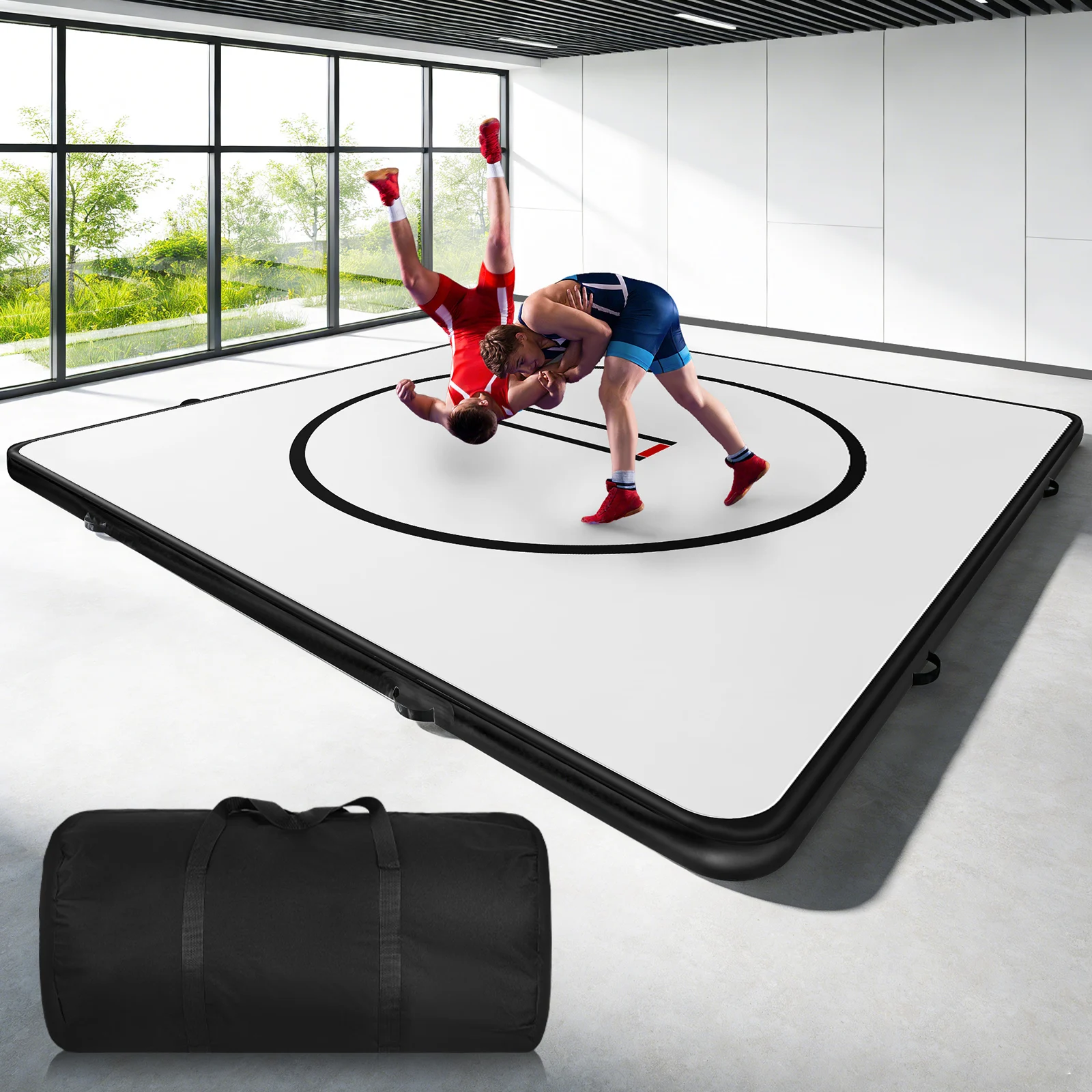 

Inflatable Gymnastics Mat 10x10FT - 4" Thick PVC Mat for Outdoor & Indoor Exercise, Yoga, MMA, Training, Wrestling, and Tumbling - Easy Deflate & Inflate