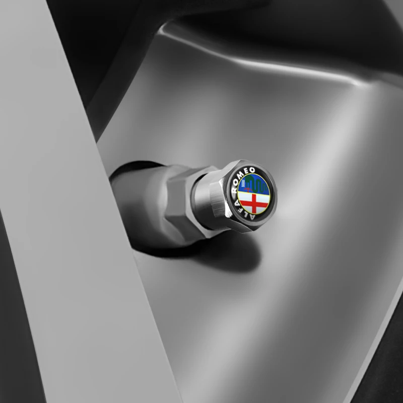 4 Stück Auto-Styling Radreifen-Ventilkappen mit Emblem für Alfa Romeo Mito Brera 147 Giulietta 159 156 Stelvio Sportiva Giulia – Detail 6