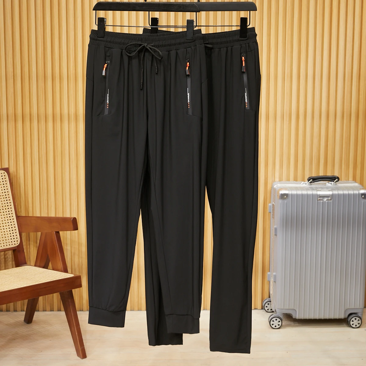 

High Elastic Ice Silk Men's Sports Running Pants Qui Dry Casual Trousers Faionable Urban Sle Straight Leg Long Pants