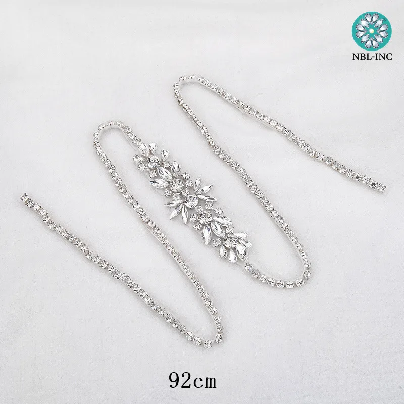 (1PC) Wedding belt silver rhinestone applique rose gold bridal crystal beaded applique iron on for wedding dresses WDD0919