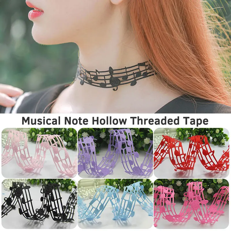 Hollow Music Note Ribbon Cut Out Musical Grosgrain Ribbon Engraved Craft Ribbons Music Decorative for Diy Handmade Wrapping