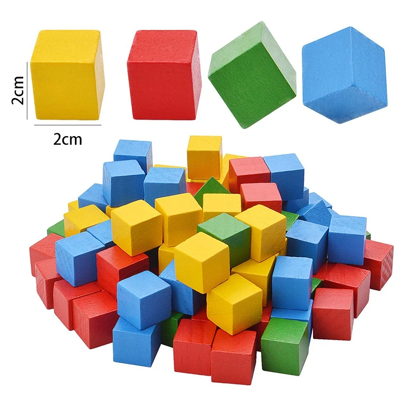 다채로운 큐브 나무 빌딩 블록 타워, 쌓아 올리는 사각형 나무 장난감, 교육 선물, 100 개
