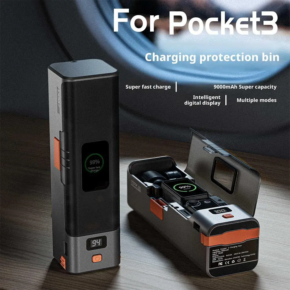 

For Pocket 3 Charging Case 9000mAh Power Bank Charger Super Fast Charging Smart Digital Display for dji Pocket 3 Accessories