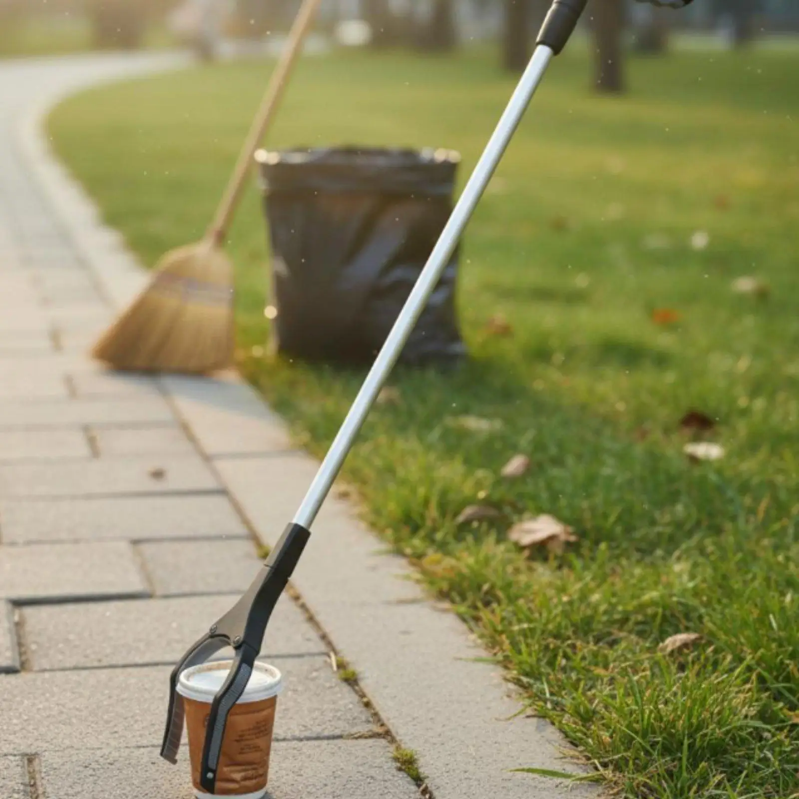 Trash Picker with Anti Slip Grip Long Arm Reacher Stick for Garden Floor Litter and Tight Spaces