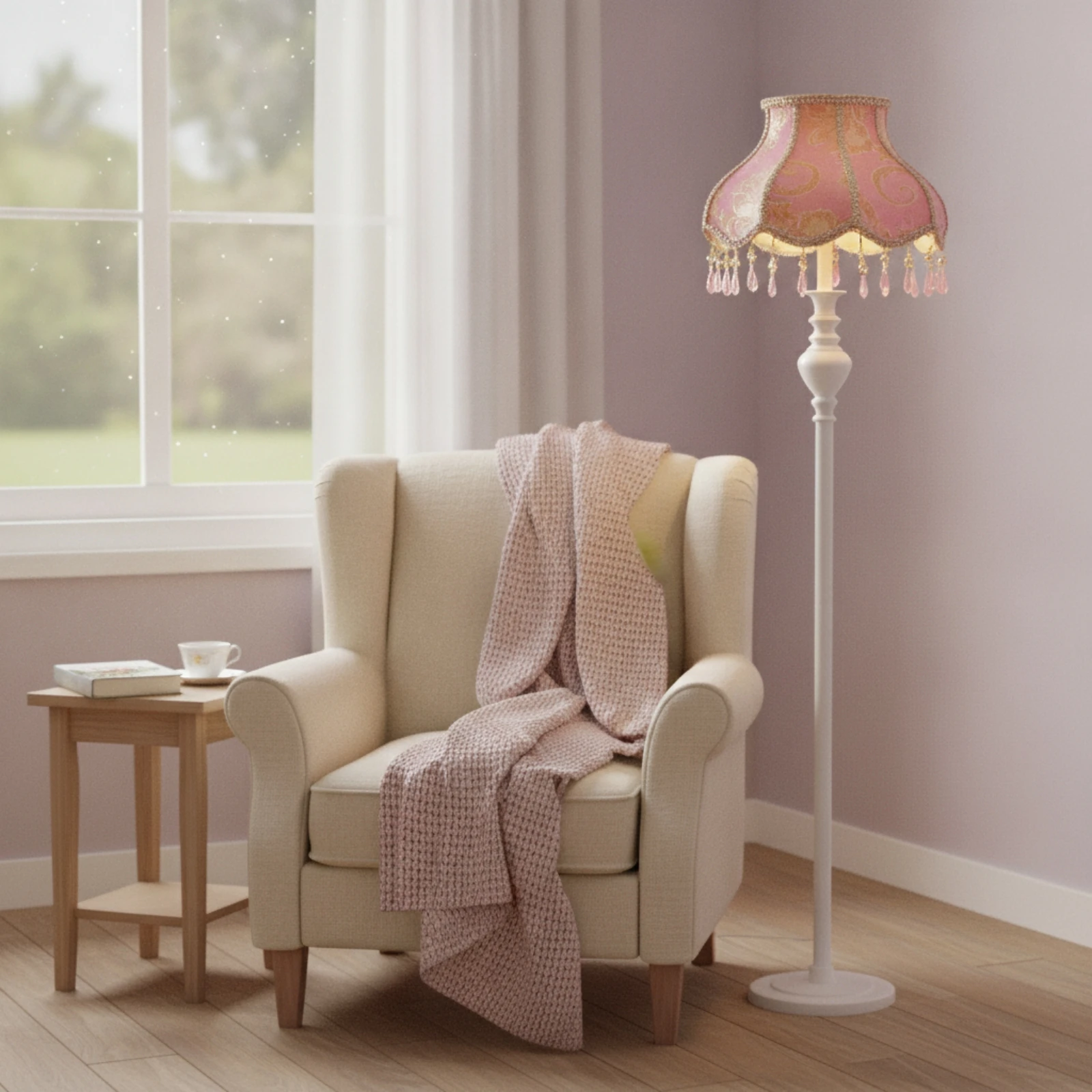 Lamp Shade with Tassel Romantic Lampshade with Tassels Princess Lampshade Elegant Scalloped Lamp Shade Textured for Girls