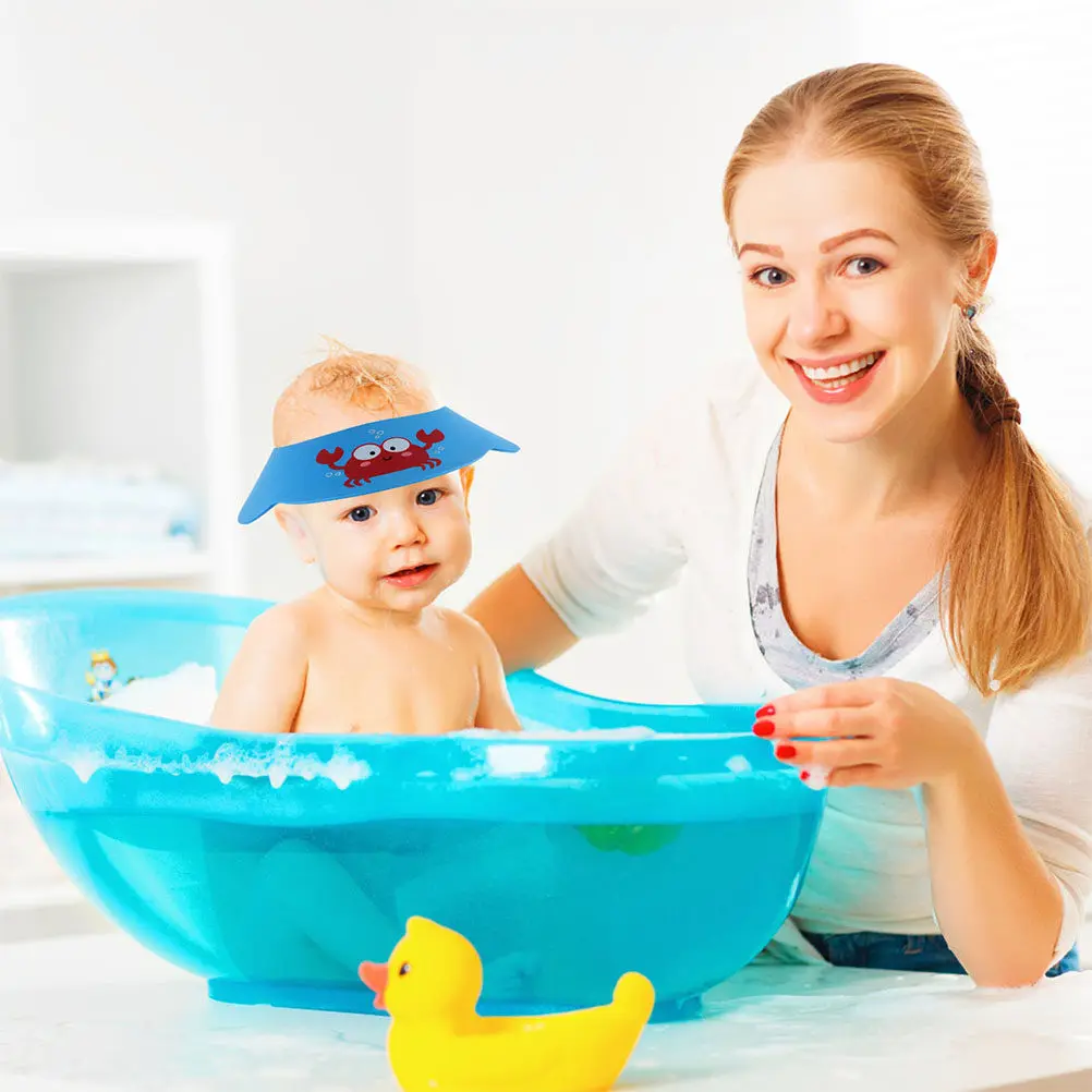 

2Pcs Childrens Waterproof Shampoo Cap Thickened Bath Visor Cartoon Style Baby Head Protection for Hair Wash Shower Bath Swimming