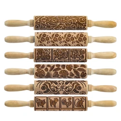 Pottery Art Wood Texture Roll Relief Tree Stone Flower Pattern Embossed Rod Mud Rolling Pin DIY Ceramic Pottery Tools Mud Roll