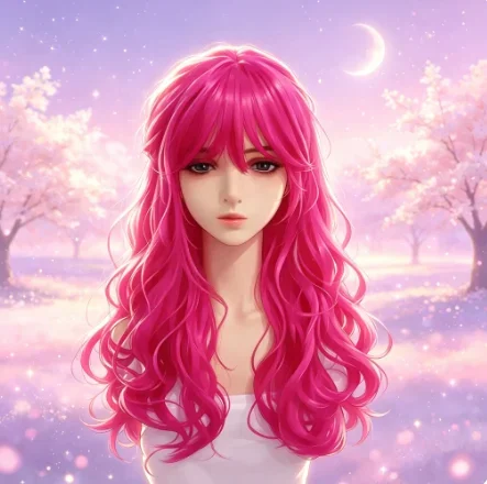 2026Women Hot Pink Long Wavy Wig with Bangs Half Up Synthetic Hair Wig  Anime Cosplay Halloween Party Heat Resistant Costume Wig