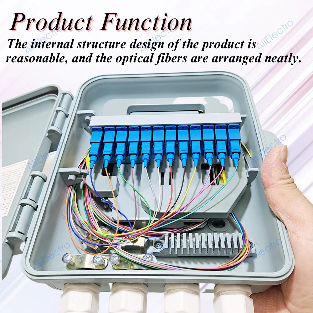 Fiber Terminal Box 12 cores UPC SC/LC/FC Optical Fiber Distribution Wall Mounted Indoor and Outdoor Fiber Optic Distribution Box