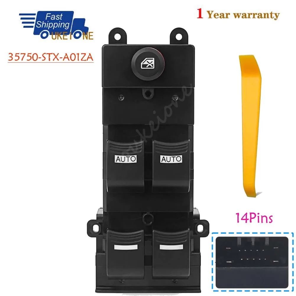 

35750-STX-A01ZA For Acura MDX 2007 2008 2009 2010 2011 2012 2013 LHD Master Driver Side Electric Power Lifter Window Switch