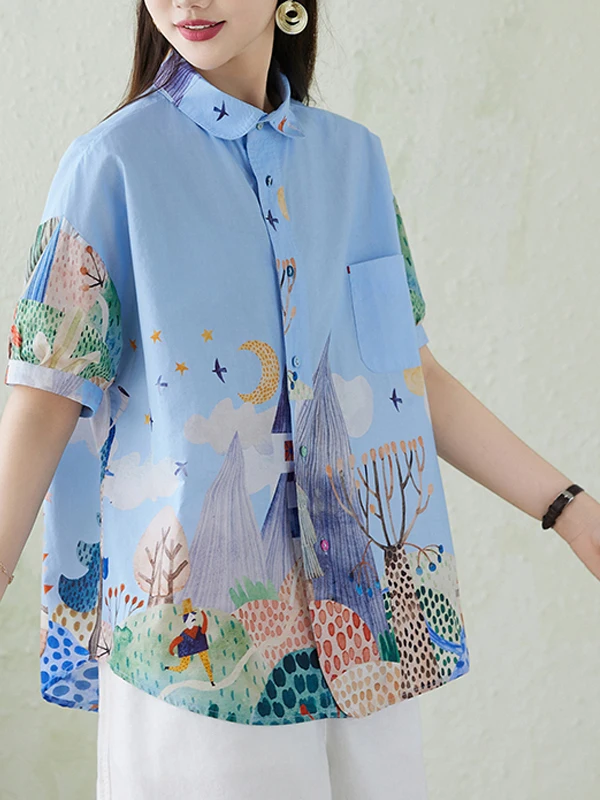 

Summer 2026 Women's plus Size Doll Collar Shirt Short Sleeve Hong Kong Style Slimming Versatile Fashionable Cotton Polyester ...