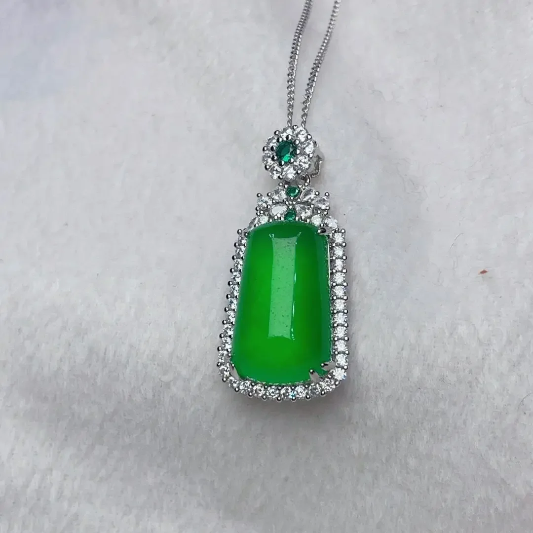 

Jade Ice Emperor Зеленый инкрустированный нефритовый кулон марки Ping An, ожерелье из натурального нефрита, длинный стиль, легкая роскошь и универсальная мода